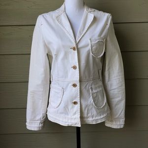 BCBGMAXAZRIA White Button Down Denim Jacket Size M